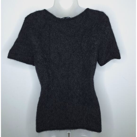 Theory Tolleree Cashmere Sweater Short Sleeve T-shirt XL Dark Charcoal Career - Picture 10 of 10